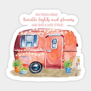 Whimsical Retro Camper Caravan Sticker